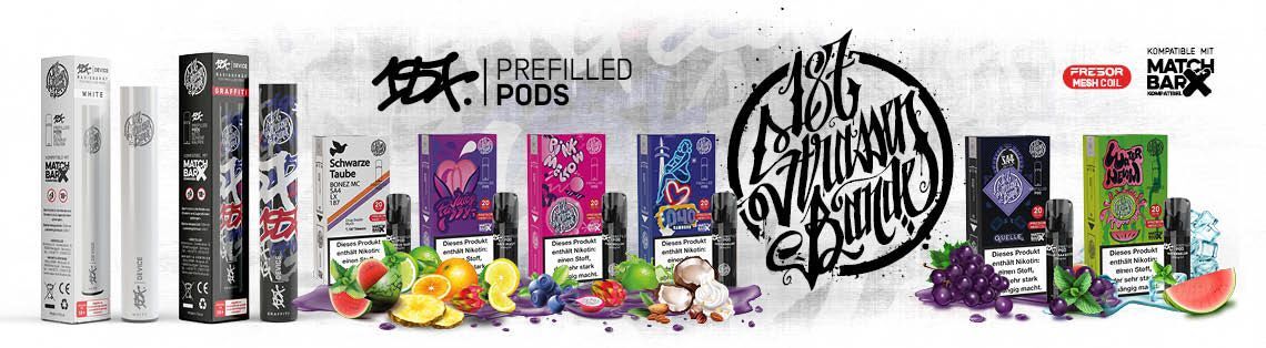 187 Pods Das Bild zeigt mehrere E-Zigaretten mit 187 Pods