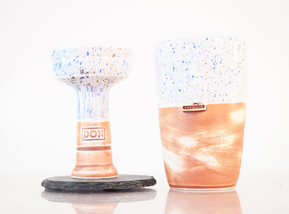 Don Hookah Phunnel Destiny + Cup White Blue Dots Don Hookah Phunnel Destiny + Cup White Blue Dots