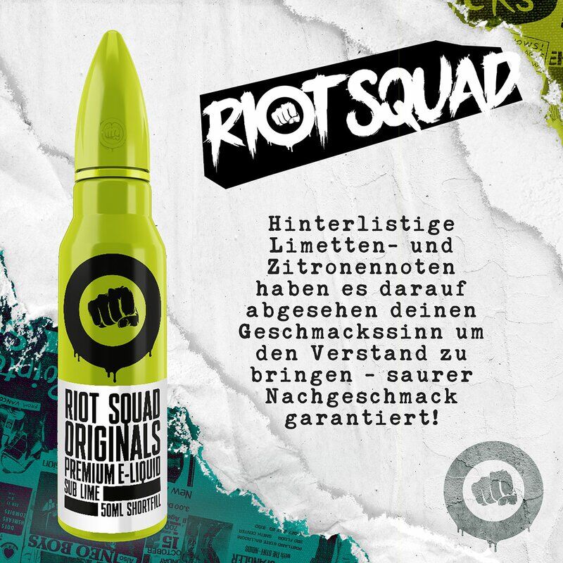 Riot Squad 50ml (Shortfill) Originals Sub Lime