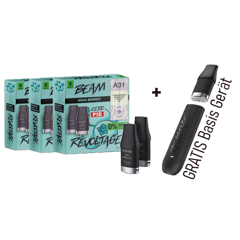 Revoltage Beam Pod mit Gratis Basisgerät 3x Pod-0 mg/ml