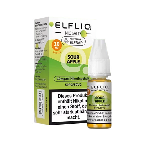 Elfbar Elfliq Sour Apple-10mg Nicsalt