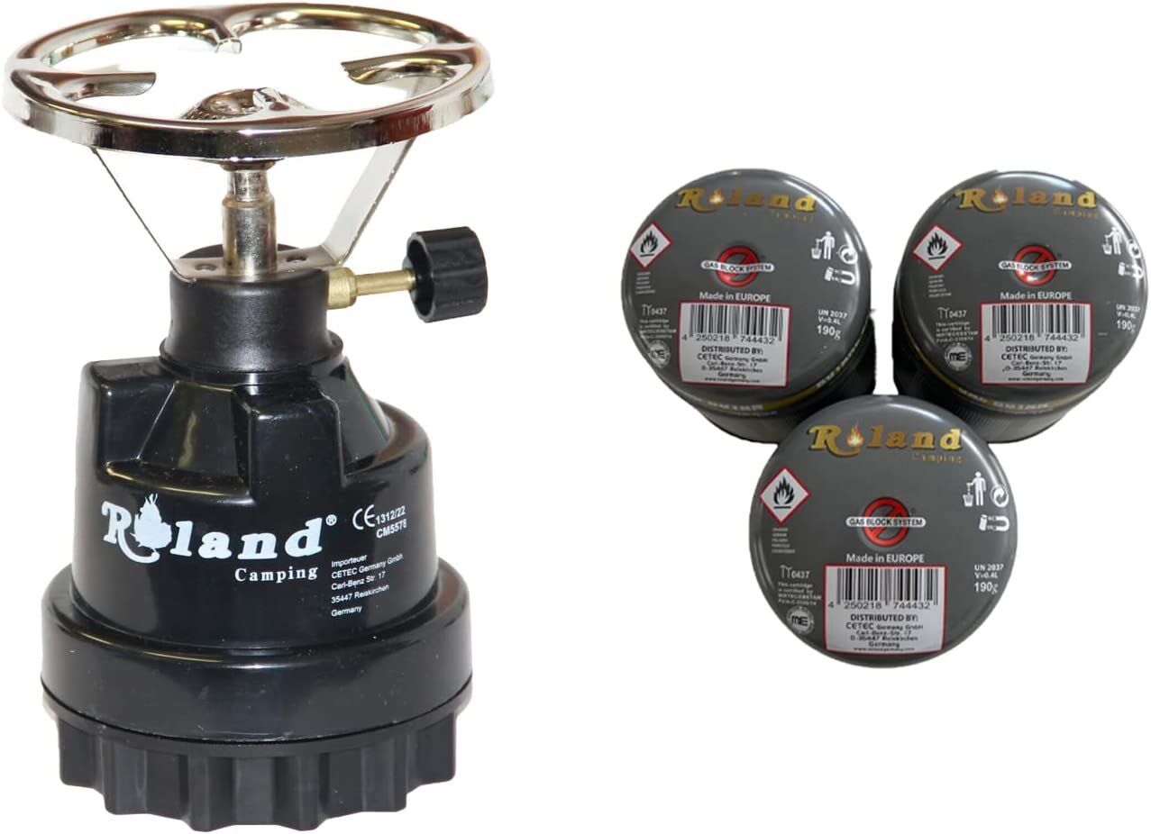 Roland gaskocher Klein Metal Rot + 6 Kartuschen