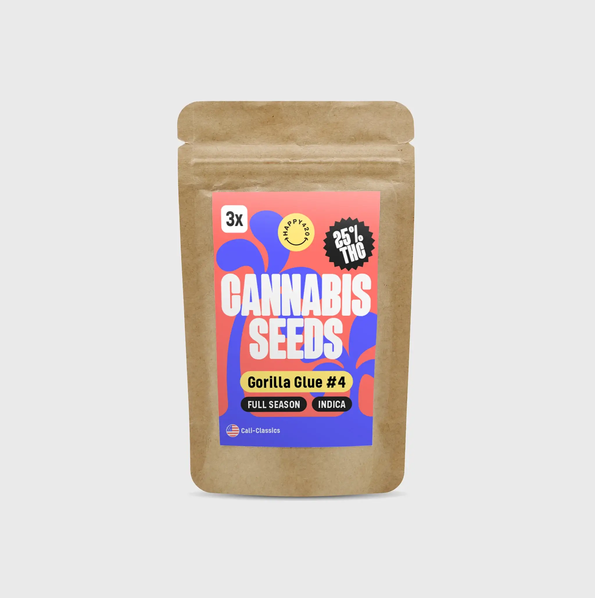 Cali Genetics THC Seeds 3Stück Gorilla Glue 25% THC