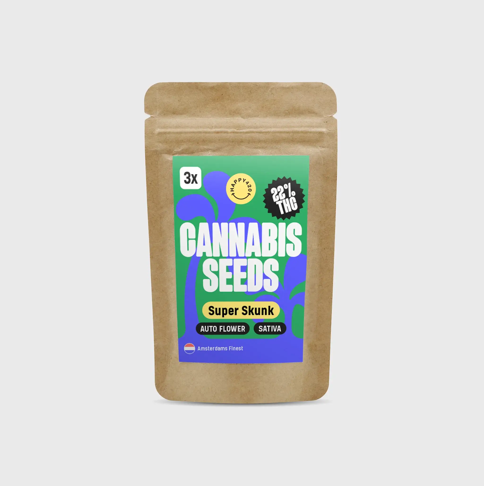 Amsterdam Finest THC Samen 3Stück Super Skunk 22% THC