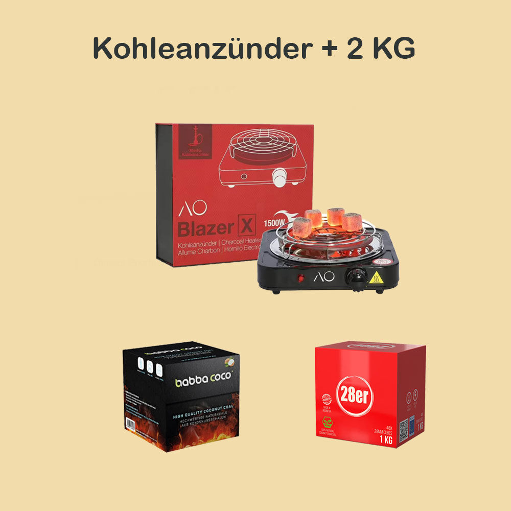 Kohleanzünder mit 2kg Kohle Kohleanzünder mit 2kg Kohle
