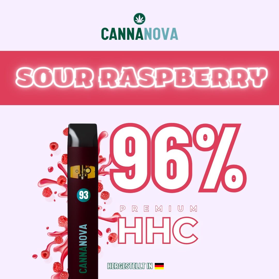 Cannanova HHC Vape 1ml Sour Raspberry 96% HHC