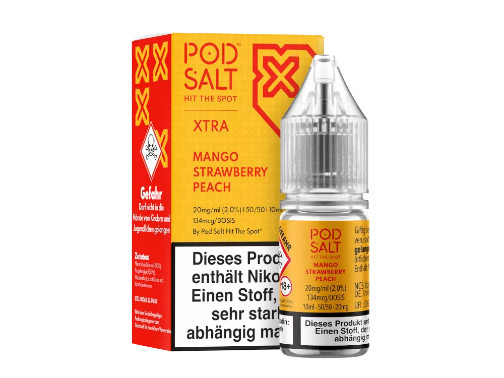Pod Salt Nikotinsalz 10ml Mango Strawberry Peach 20 mg