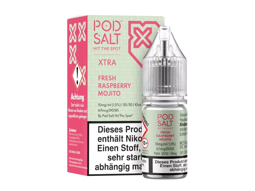 Pod Salt Nikotinsalz 10ml PS X Fresh Raspberry Mojito-10 mg