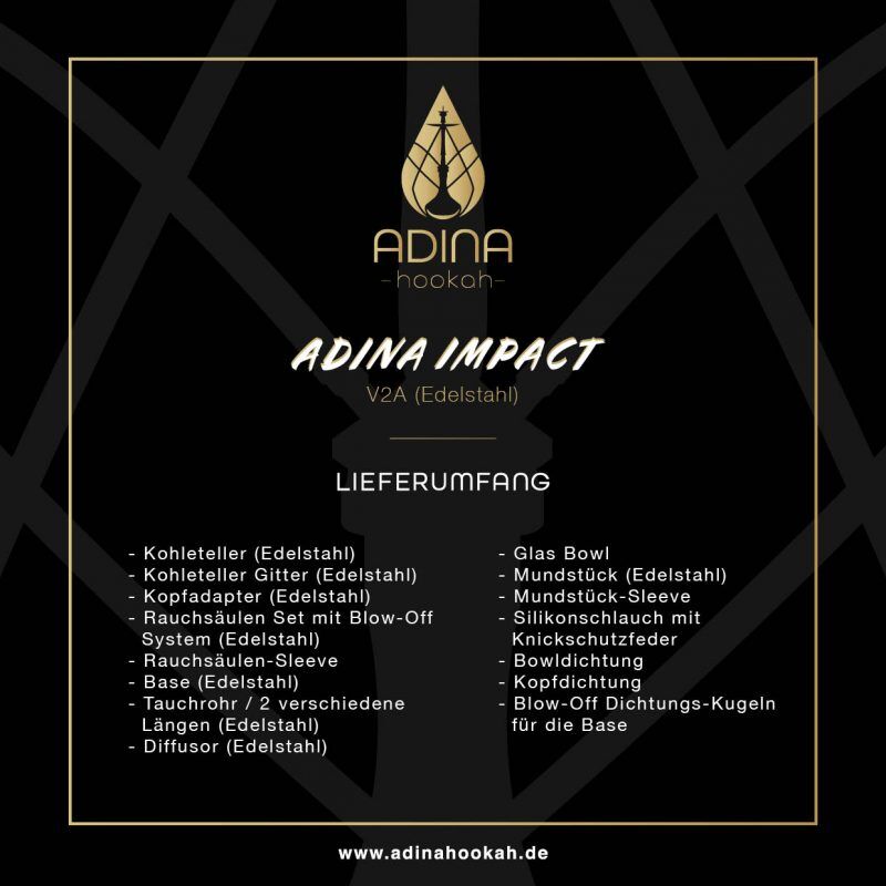 Adina Hookah Impact Shiny Mint Black Adina Hookah Impact Shiny Mint Black